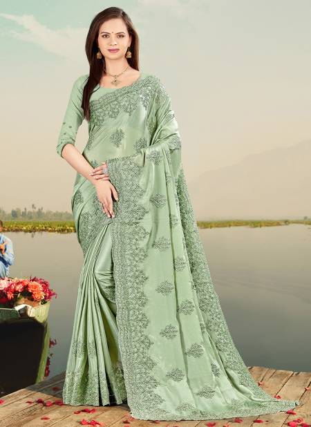 Pista FIRSTCRY Designer Fancy Party Wear Chinon Heavy Resham Embroidery With Stone Work Saree Collection 5221